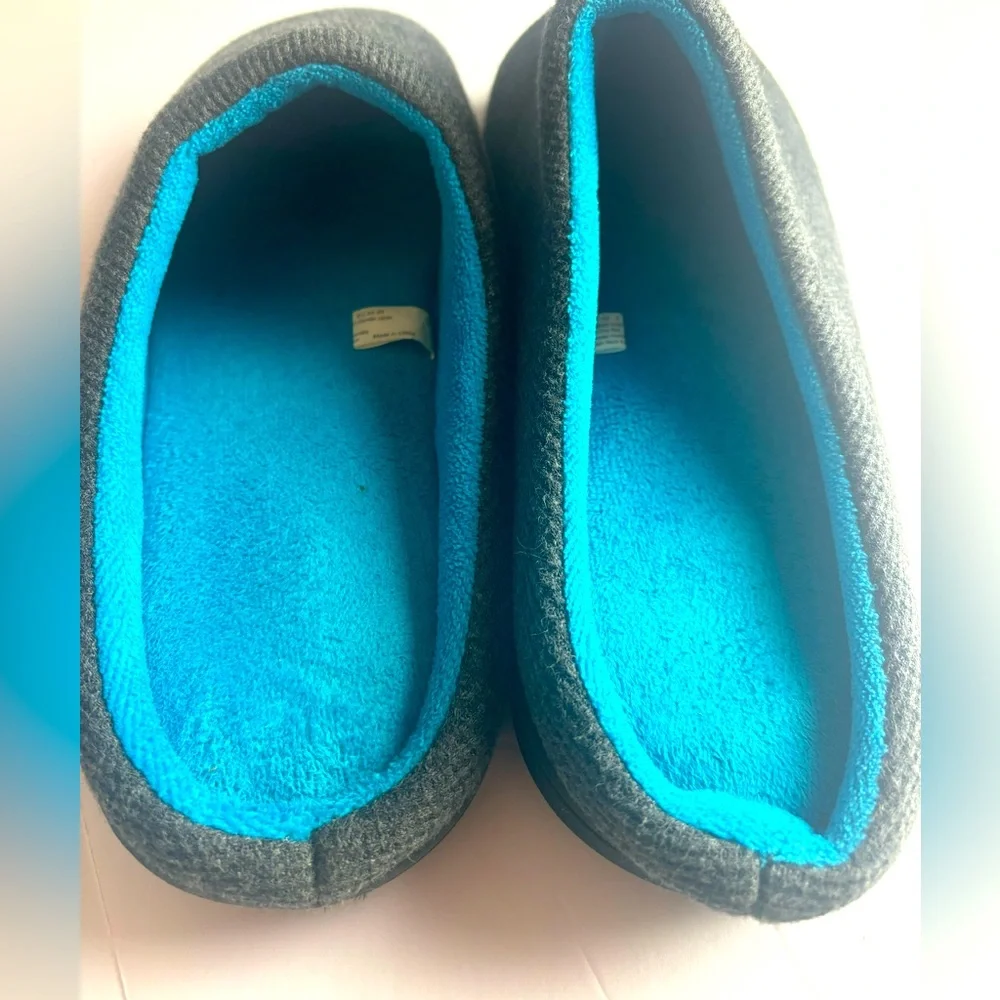 Rockdove waffle knit and terry cloth men home slippers. Gray size 11-12